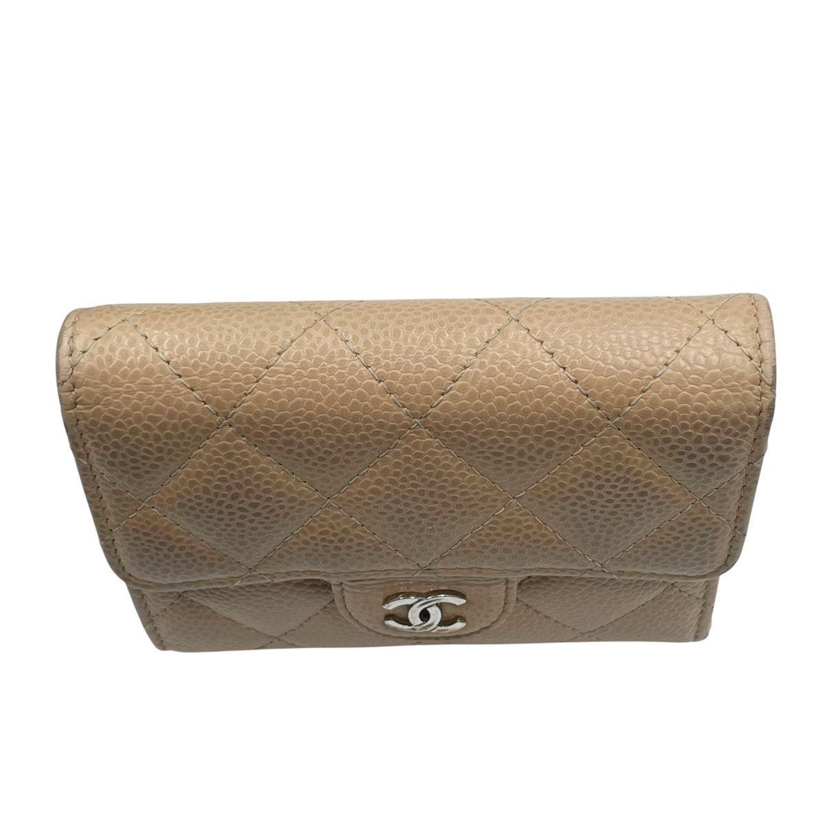 【中古】 CHANEL シャネル クラシック スモールフラップウォレット AP0231 キャビア ベージュ  SV金具 レザー　コンパクト財布 レディース  25034921 HO 中古】 CHANEL シャネル クラシック スモールフラップウォレット