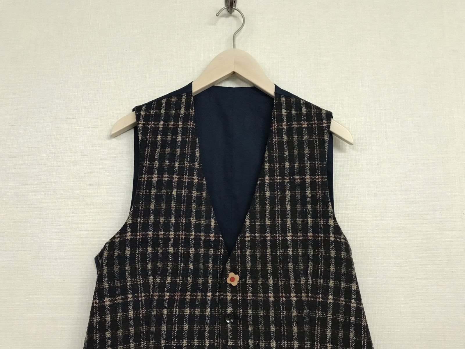 美品本物ラルディーニLARDINIチェック柄ウールジレベストメンズサーフ