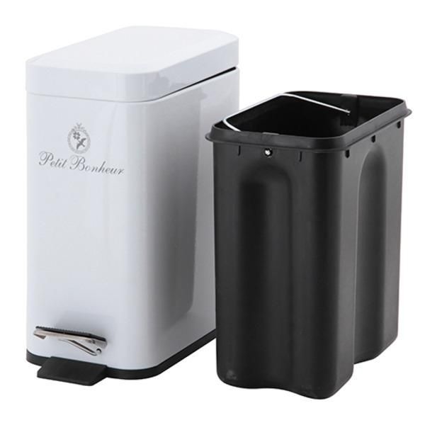 ダストボックス ゴミ箱 5L 約幅295mm ホワイト スチール ふた付き