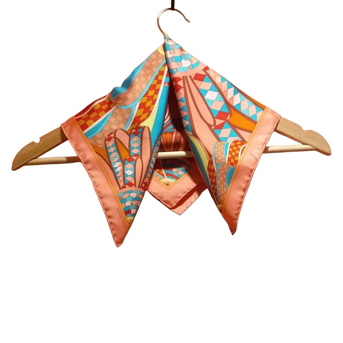 HERMES(エルメス) スカーフ美品 プチカレ ピンク×ライトブルー×マルチ