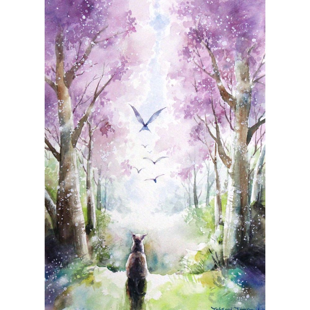 原画）光り輝く空の向こうに【SMサイズ／水彩画／#3078】 - メルカリ