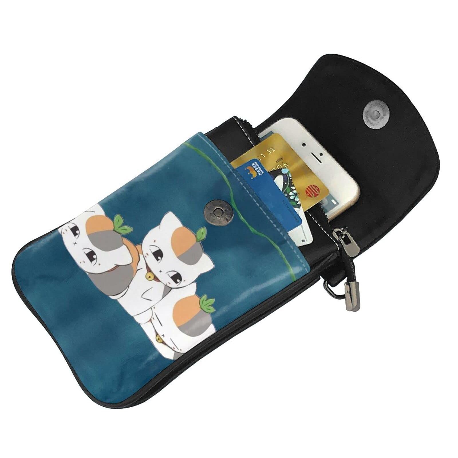 在庫処分】猫 スマホポーチ ニャンコ先生 レディース 本革 ショルダー