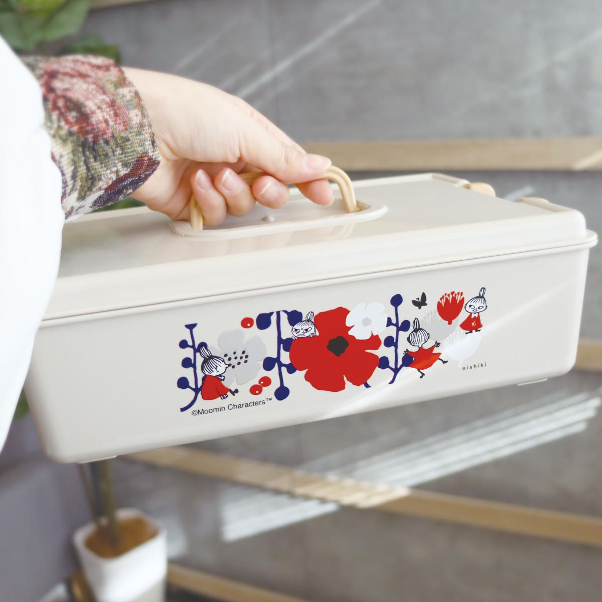 【★お得なお知らせ付★】MOOMIN 収納BOX（リトルミイ柄） 木製BOXベンチ（リトルミイのきょうだいたち）【公式限定