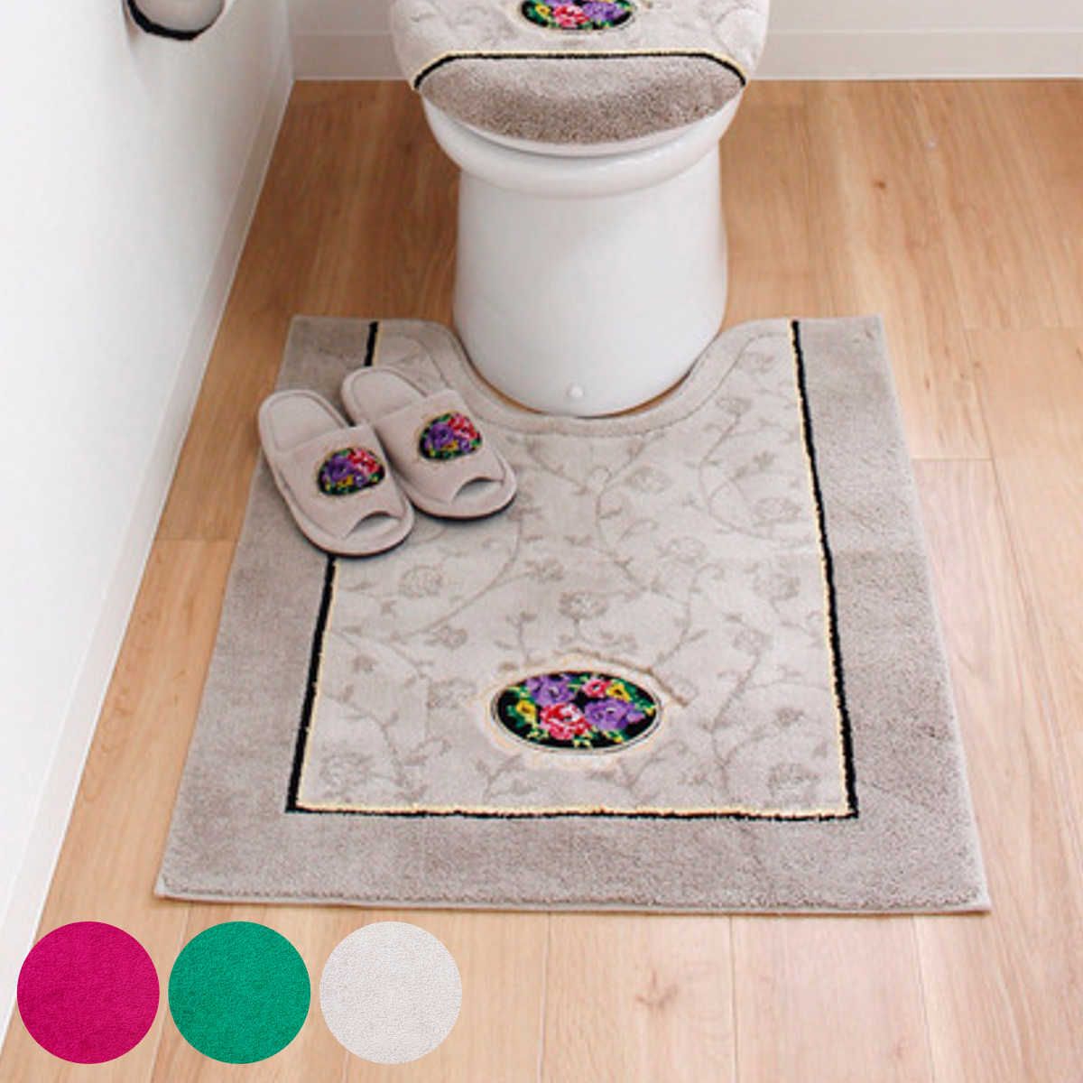 トイレマット シェニールロゼ 約85×67cm ロングトイレマット （ トイレ マット 足元マット ロング 滑り止め 洗濯OK バラ ふかふか 日本製 トイレタリー すべり止め 丸洗い 85×67 ウィルトン織り ピンク グリーン ベージュ ） ) 6,776円
