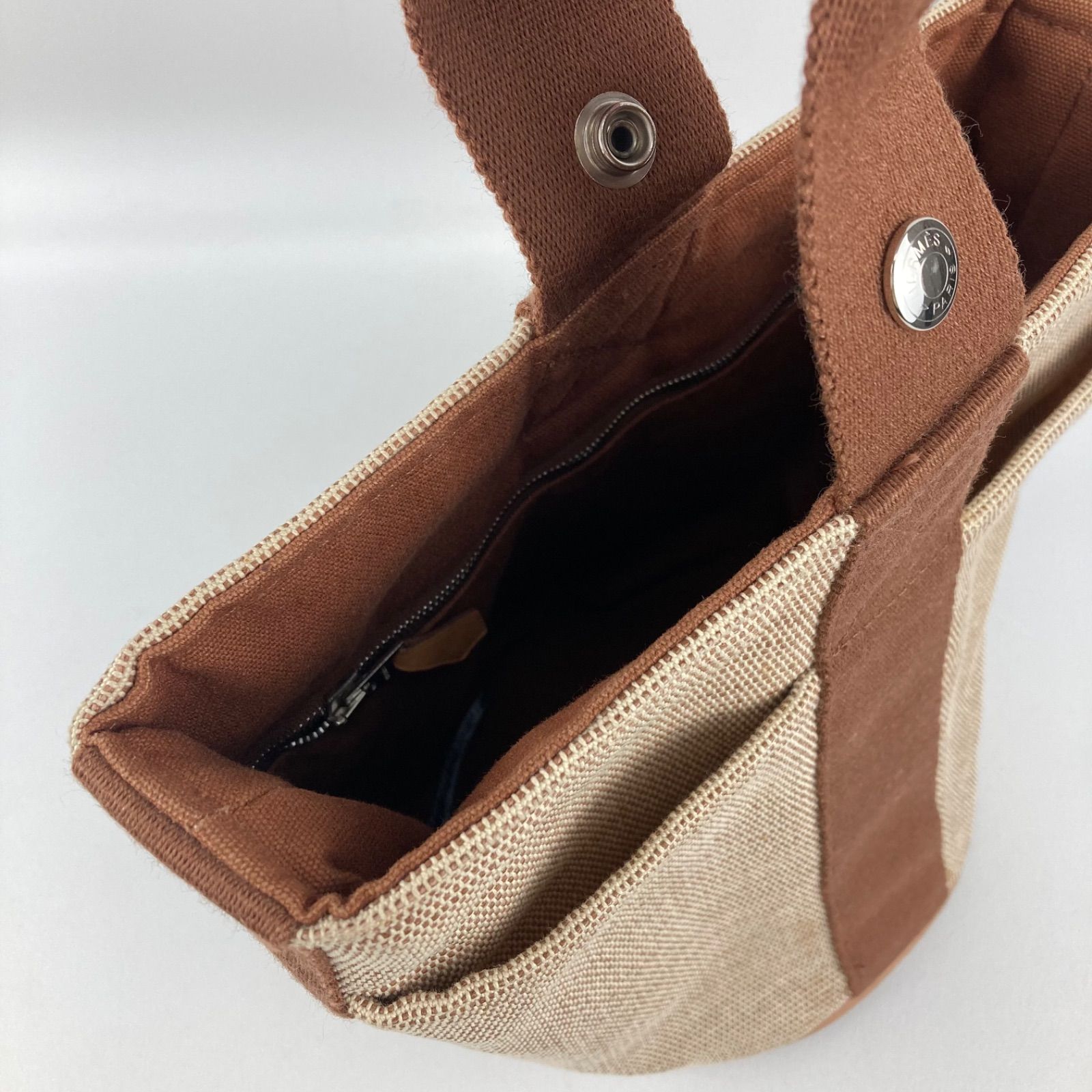 HERMES エルメス サクソーPM ハンドバッグ キャンバス トワルアッシュ 