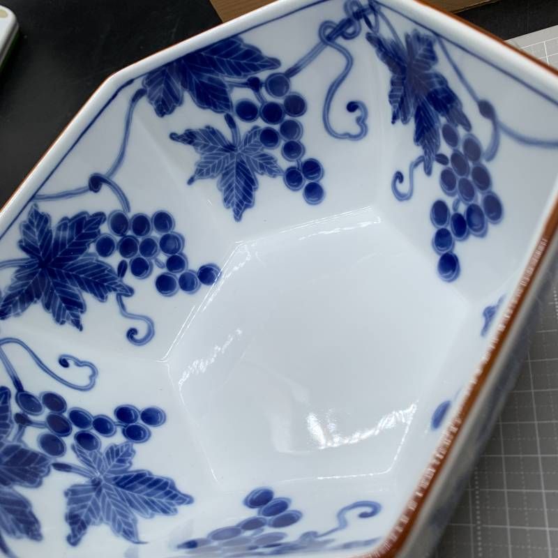 H431 未使用 平安橘吉 たち吉 ぶどう絵 盛鉢 深鉢 共箱付 染付 - メルカリ