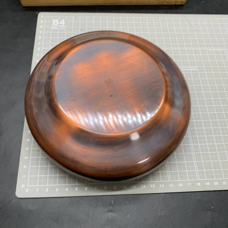 G447 未使用保管品 純銅製 鉄鉢 菓子器 梅 箸付き 共箱 金属工芸 鳥取