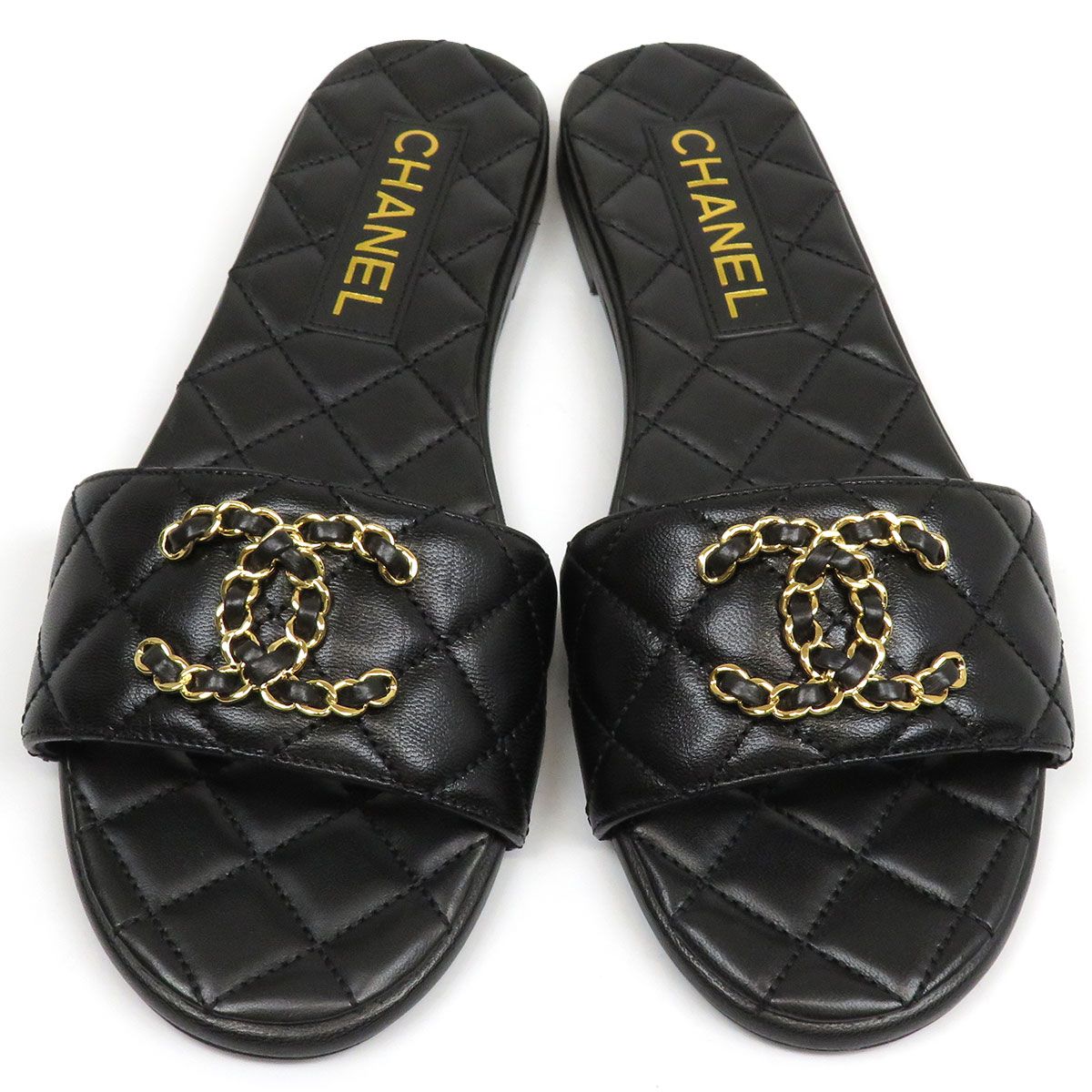 シャネル ココマーク マトラッセ スライドサンダル G39954 レディース