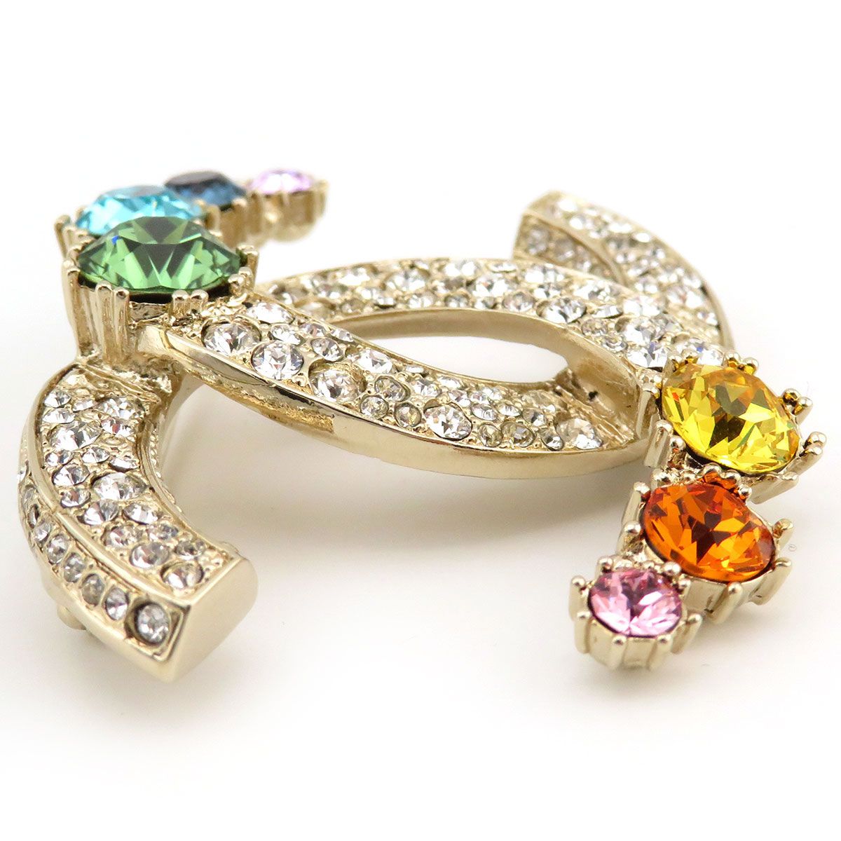 シャネル ココマーク マルチカラー ストーン ラインストーン ブローチ