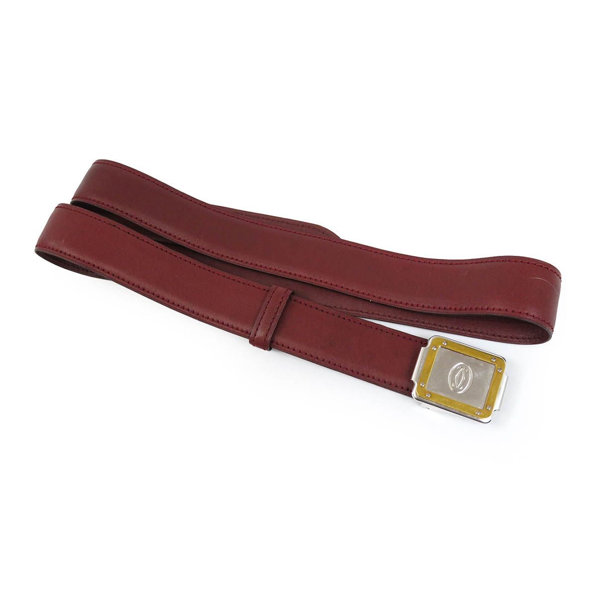 カルティエ マストライン サントス ベルト レザー メタル ユニセックス ボルドー CARTIER 【アパレル・小物】
