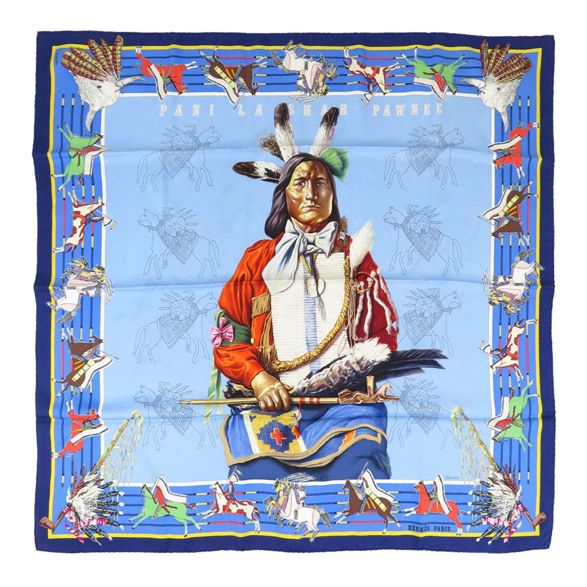 エルメス カレ 90 PANI LA SHAR PAWNEE パウニー族の首長 スカーフ