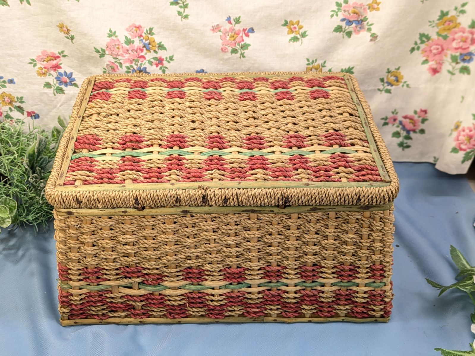 イギリス アンティーク 天然素材 編み込み ソーイングバスケット