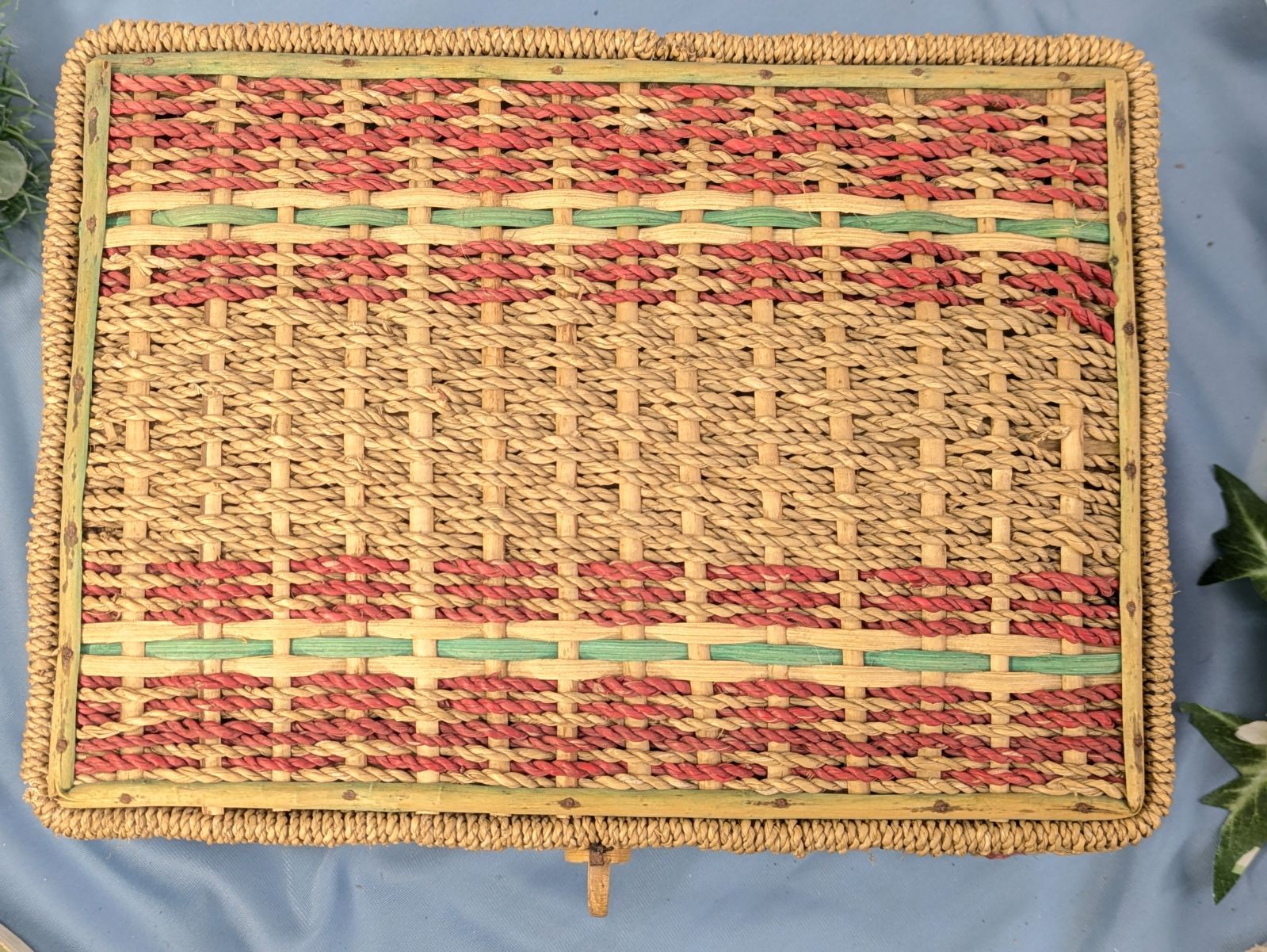 イギリス アンティーク 天然素材 編み込み ソーイングバスケット