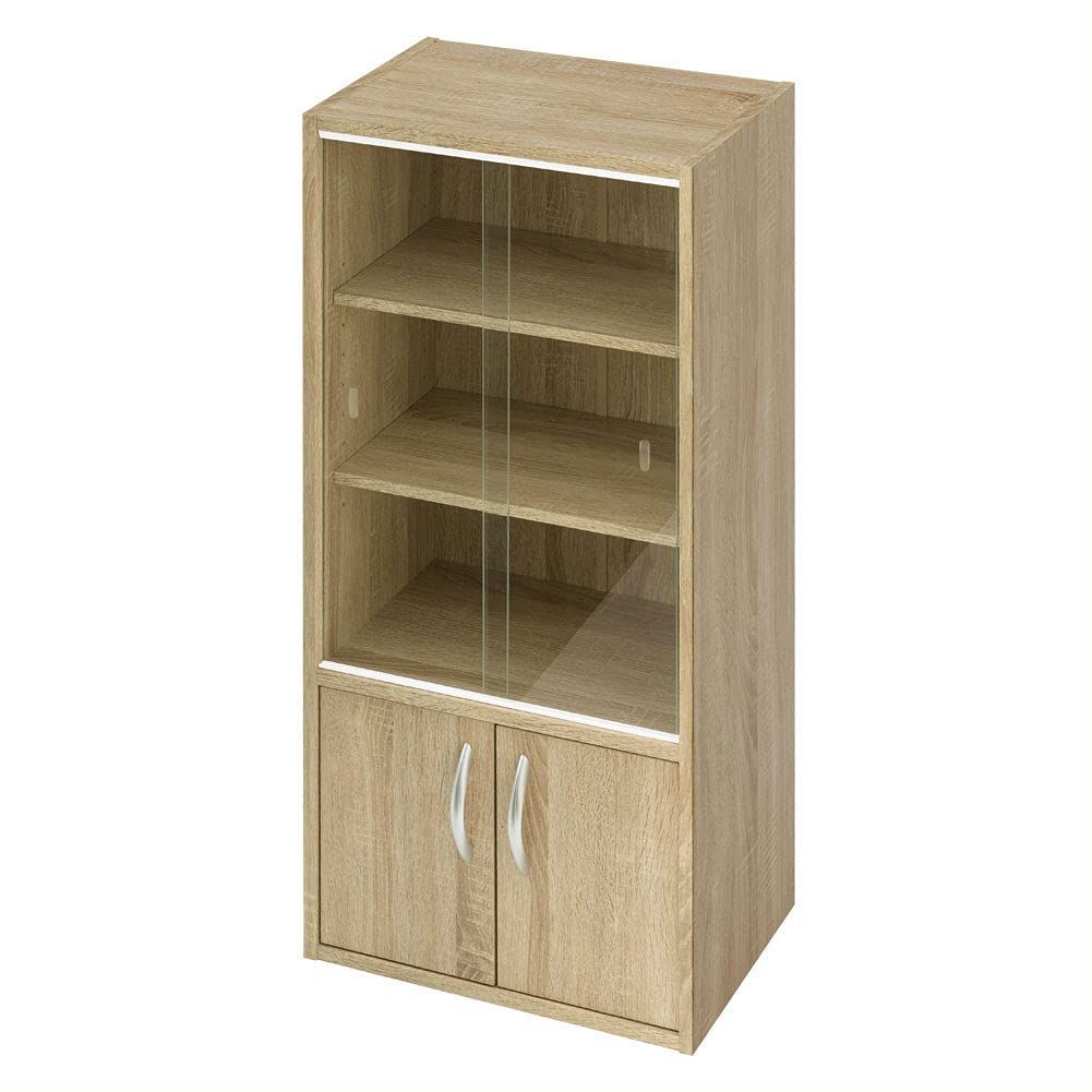 ミニ 引き戸 おしゃれ ガラス 食器棚 木製 幅43cm キャビネット 扉