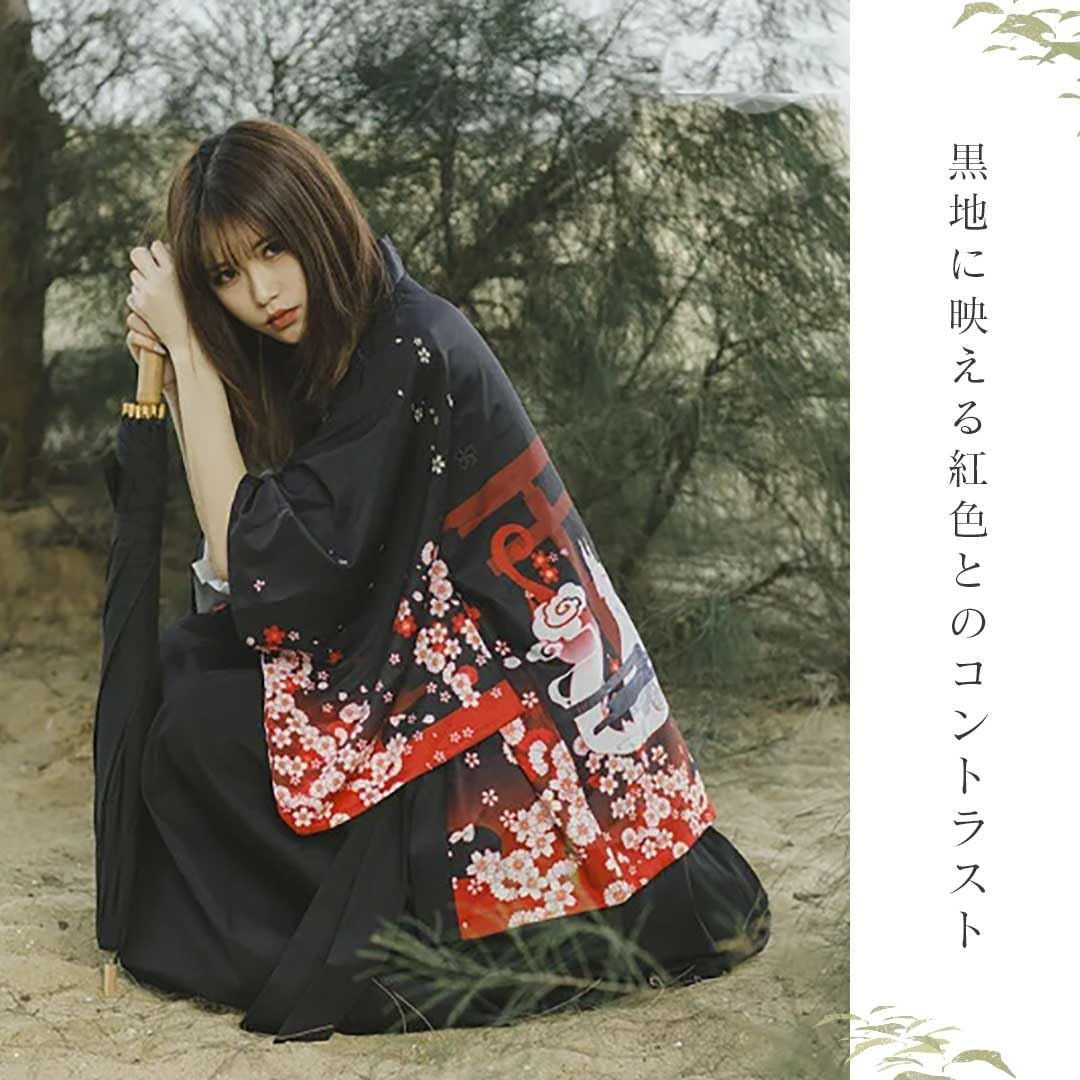鳳凰 花魁 ブラック 法被 ホワイト 夏祭り 寺 神社 羽織り 半纏 長半纏