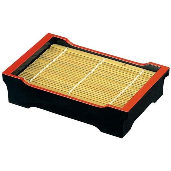 貴舟 盛そばセイロ/蕎麦ざる 〔黒天朱 竹ス付 底板無 A〕 209×135×51mm