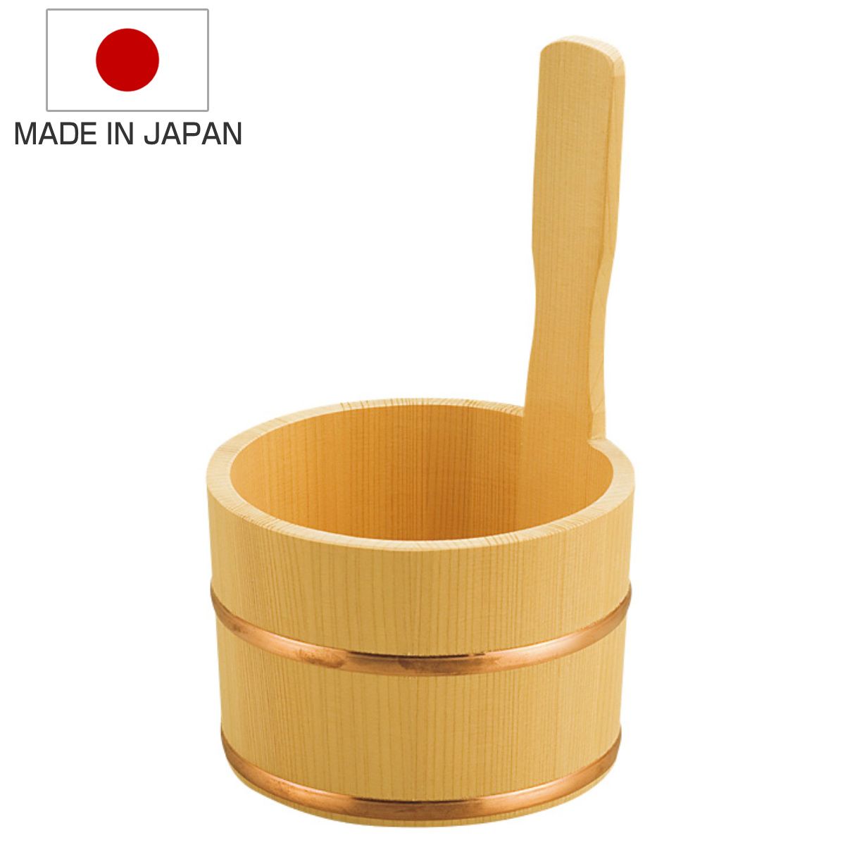湯桶 木製 片手湯桶 銅タガ 椹 サワラ （ 手桶 天然木 手おけ 桶 おけ 湯おけ 風呂おけ お風呂 木 さわら 銭湯 温泉 片手 持ち手 取っ手 木目 すくいやすい 洗面器 レトロ 日本製 ）)