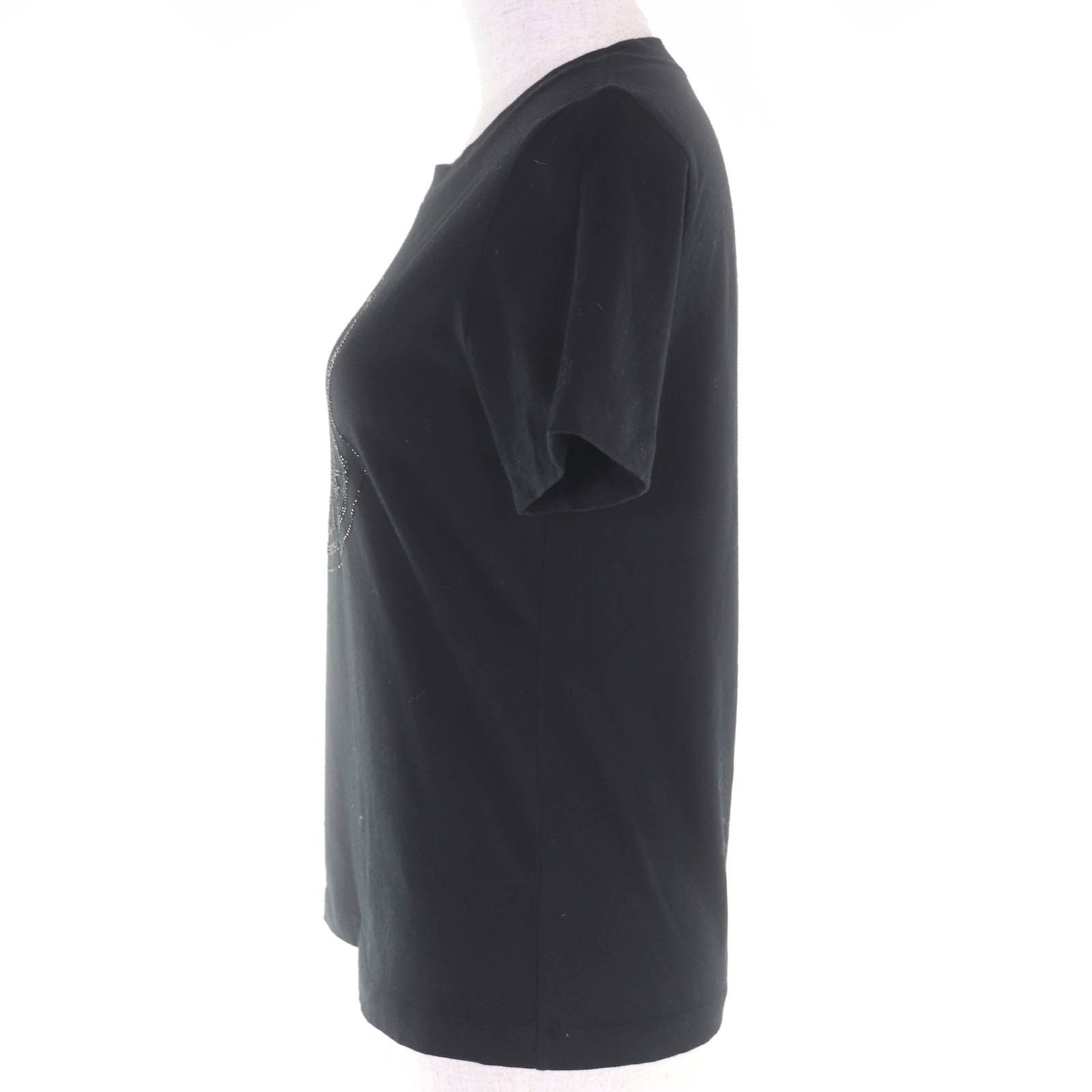 美品◇MONCLER モンクレール 22SS H20938C00016 MAGLIA GIROCOLLO コットン100％ ラインストーンロゴ 半袖Ｔシャツ ブラック S 正規品 レディース MONCLER（モンクレール） 半袖Tシャツ 8C00034 829FB レディース