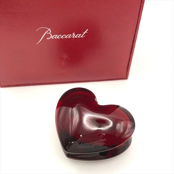 美品 Baccarat バカラ ガラス ペーパーウェイト ハート オブジェ 箱