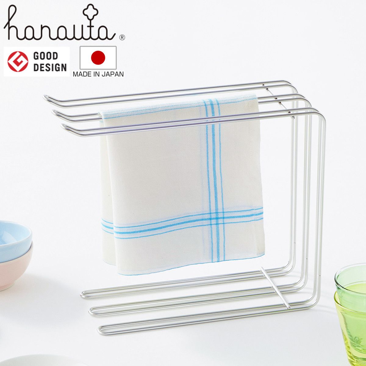 ふきん掛け キッチンハンガー hanauta ハナウタ シルバー （ 布巾掛け ふきんスタンド ステンレス 日本製 コの字型 置き型 ふきんハンガー 乾燥 干す まな板 俎板スタンド ボトルスタンド ペットボトル ）)