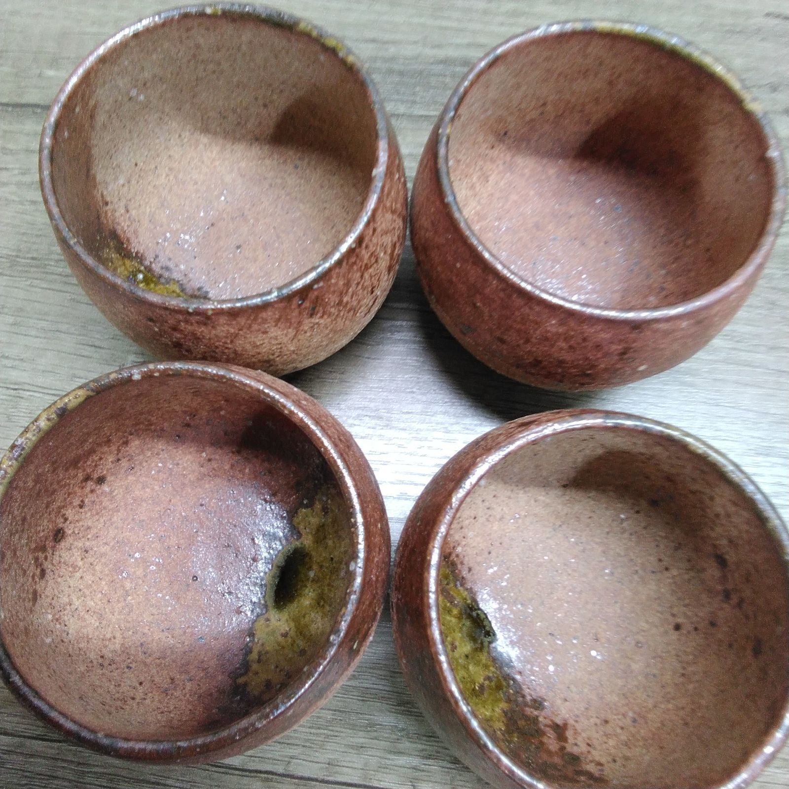 昭和レトロ 信楽焼 茶道具 湯呑み 陶器のコップ 4点セット 長期間保管