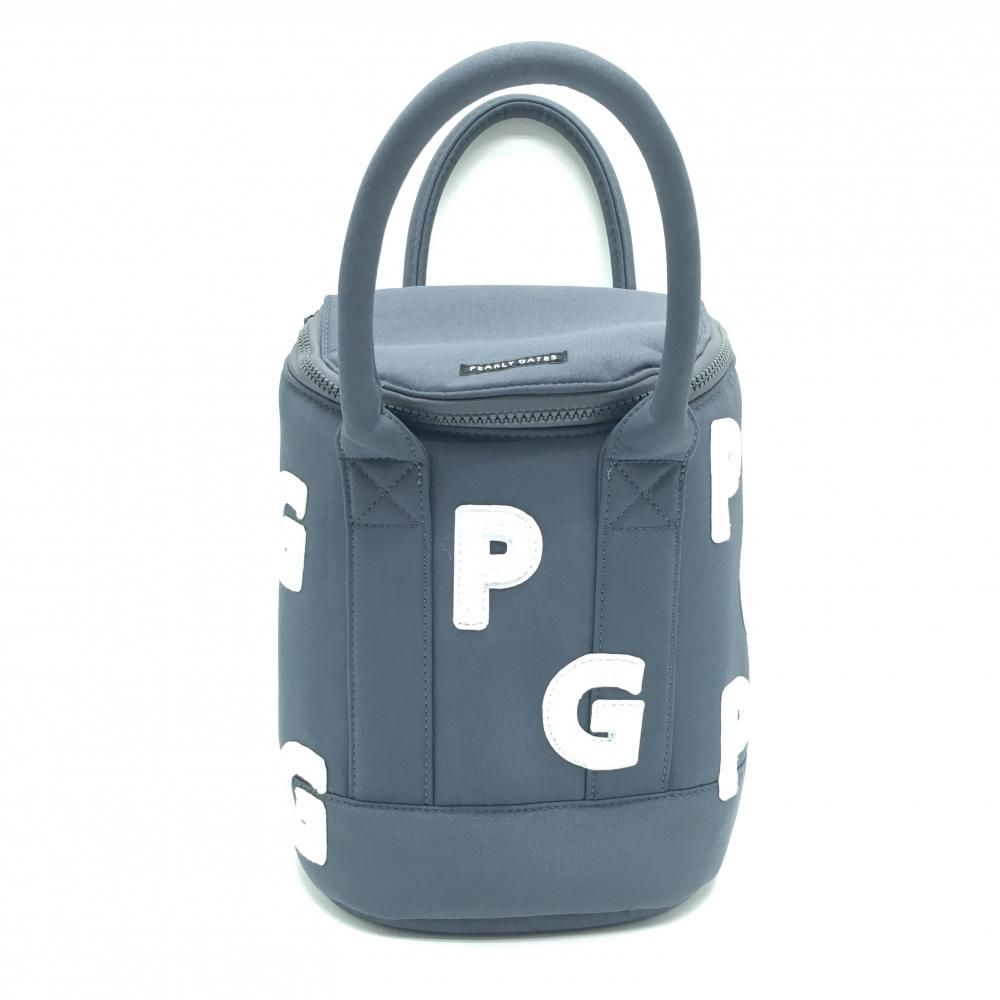 美品】パーリーゲイツ 保冷カートバッグ グレー×白 ロゴ総柄 FR ゴルフ