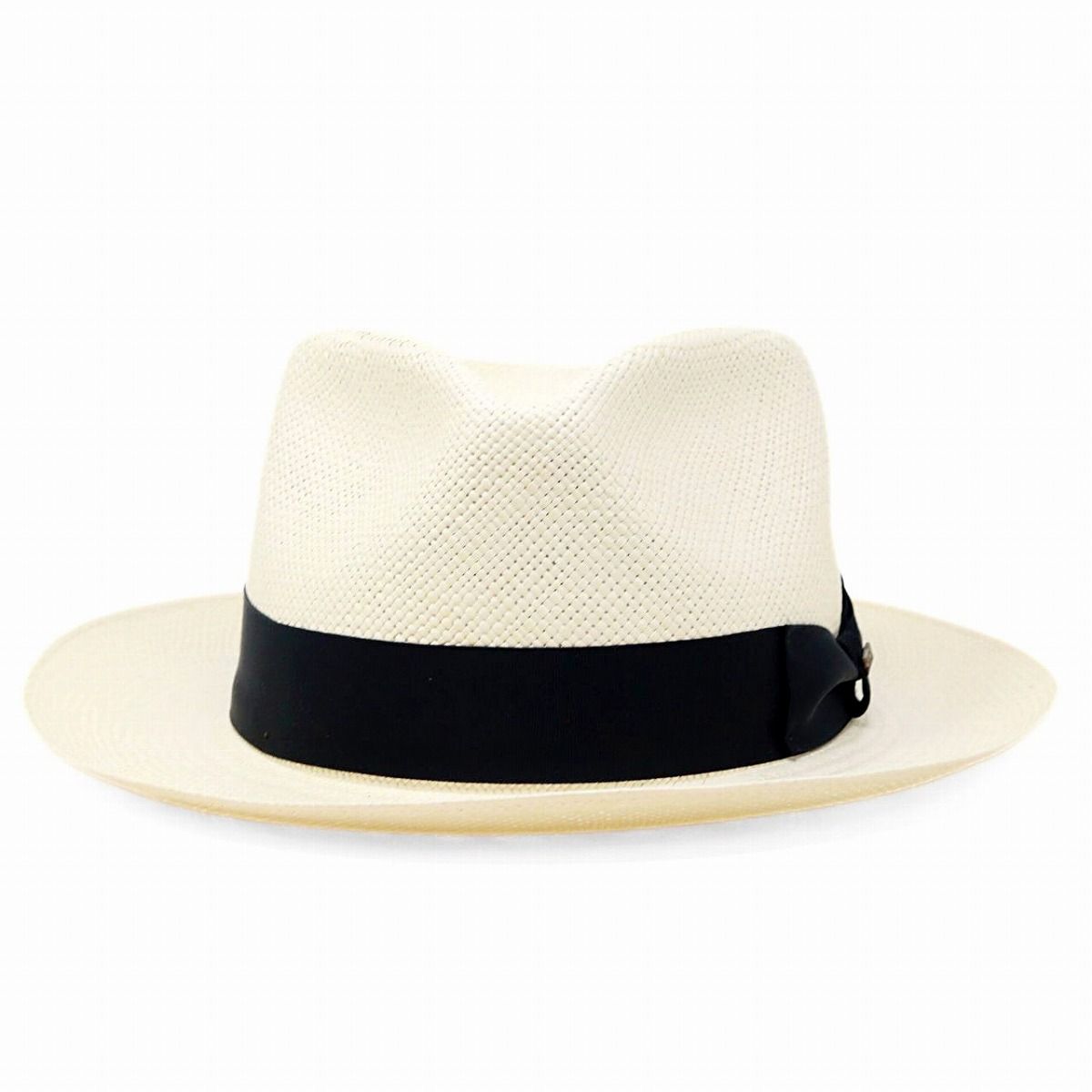 STETSON ステットソン ロゴプレート 中折れ パナマハット 麦わら帽子　58㎝　ナチュラル STETSON ステットソン パナマハット フラットブリム ストローハット 天然トキヤ草