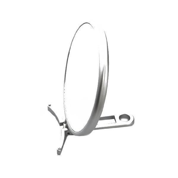 手鏡/スタンドミラー 〔拡大鏡付き〕 丸型 両面鏡 折立 ハンドミラー シルバー 〔72個セット〕