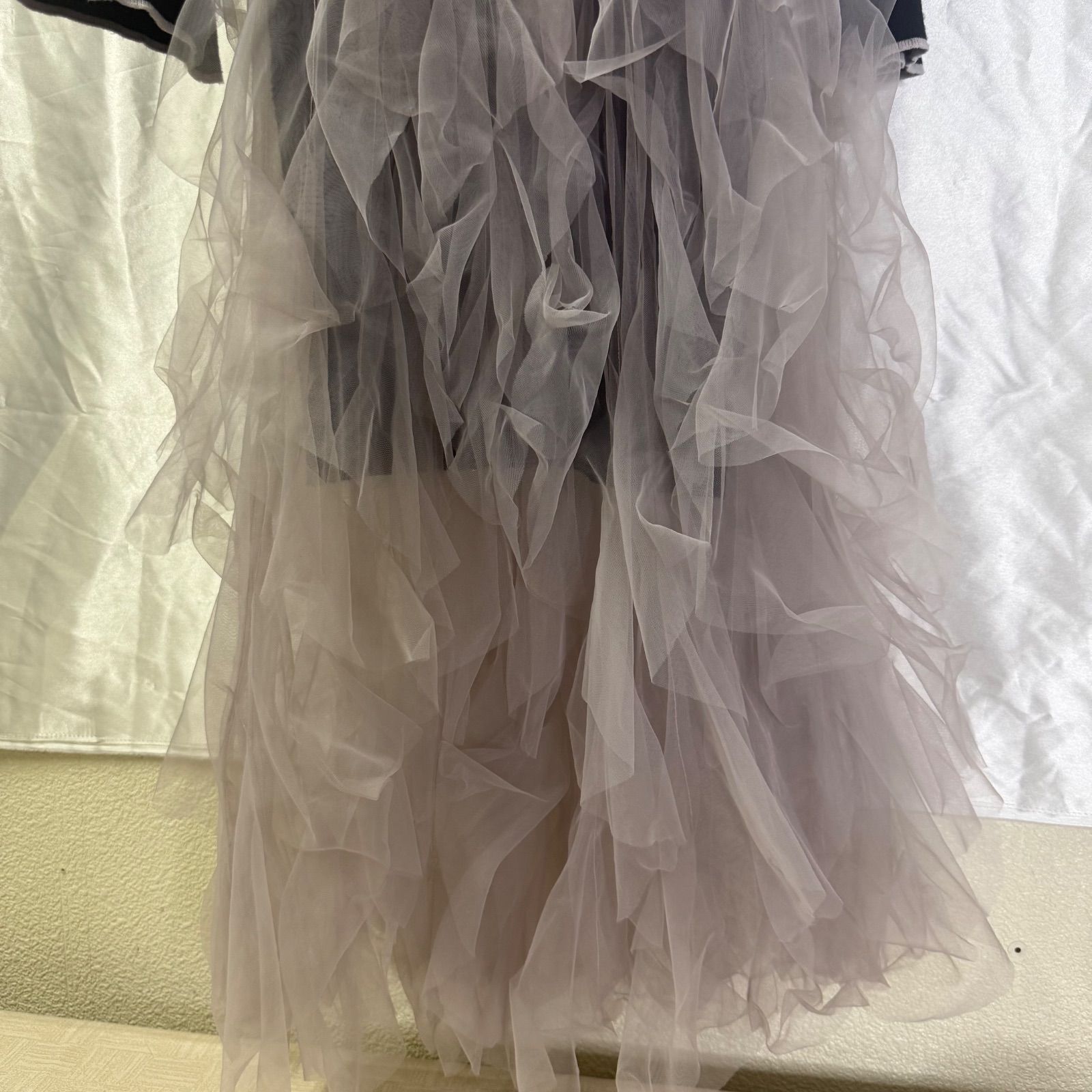 Rちゃんブランド】riu Tulle raffle docking knit dress 【公式通販】