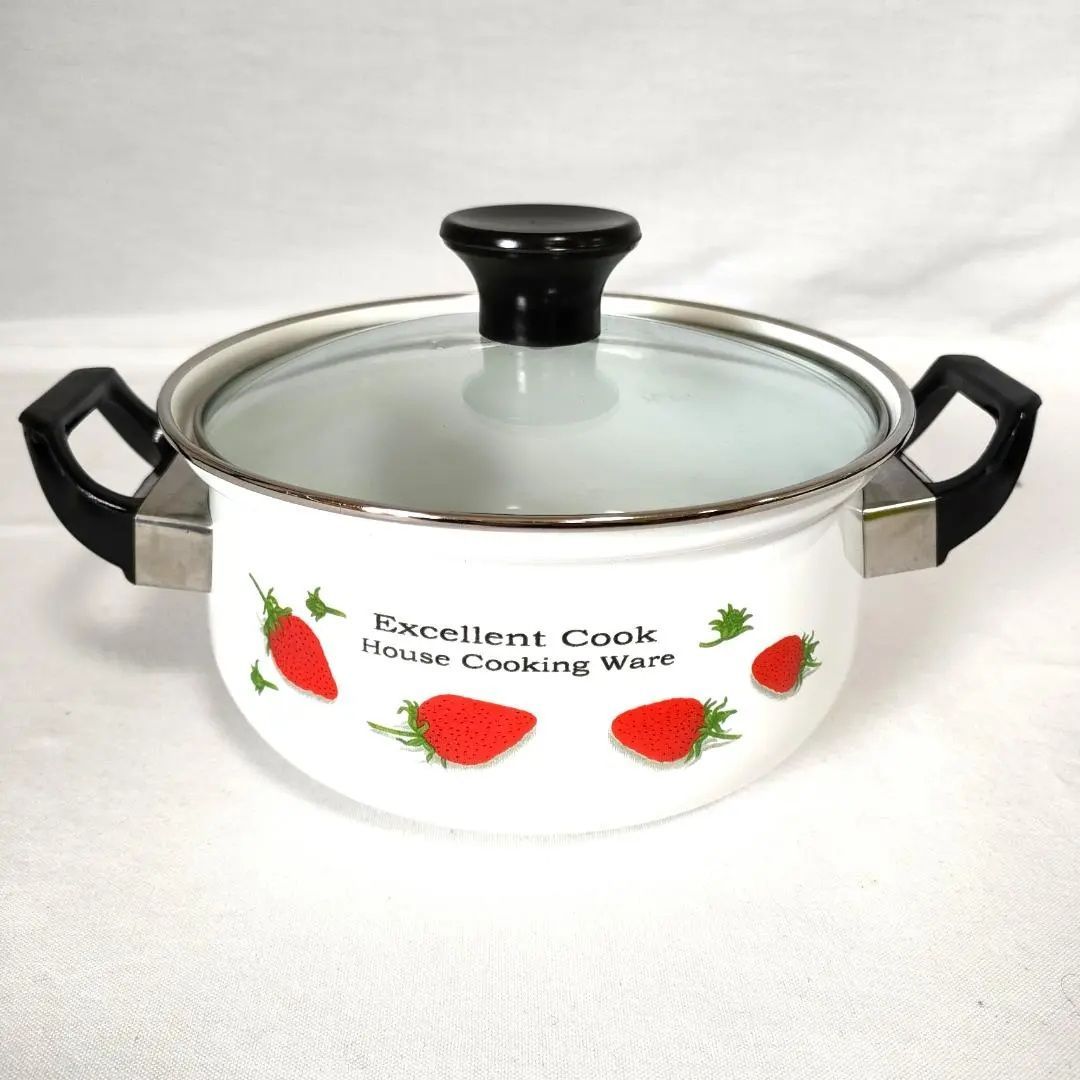 ホーロー両手鍋18cm いちご柄 - メルカリ