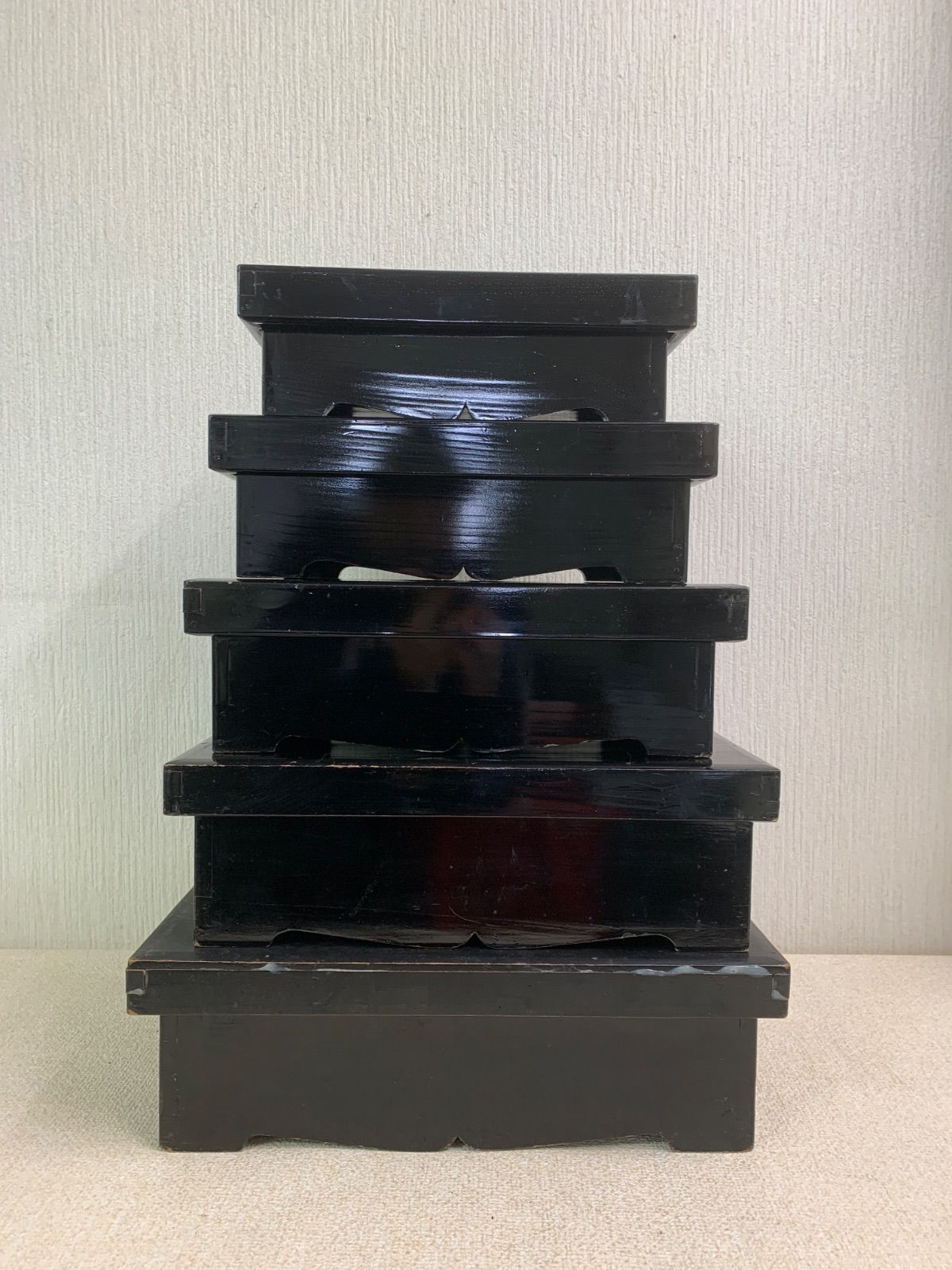 フォロー割対象商品】切溜 きりだめ 五段入れ子 5段重箱 木製 漆器