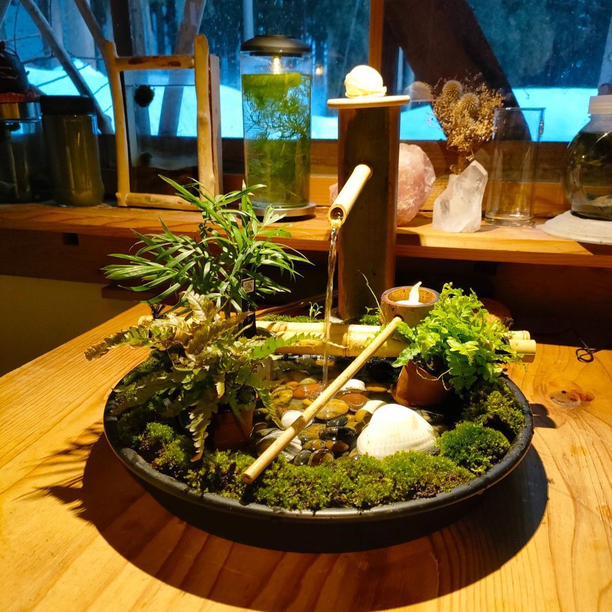 卓上苔リング和のつくばい水流版』水栓縦タイプ - メルカリ