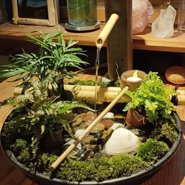 苔リング和のつくばい 卓上苔リング和のつくばい水流版』水栓縦タイプ - メルカリ