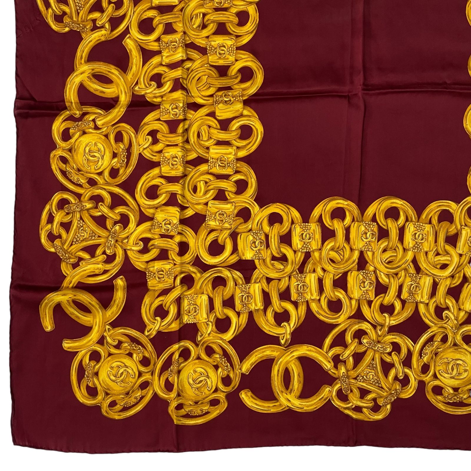 美品 CHANEL シャネル スカーフ シルク 宝石 ココマーク チェーン