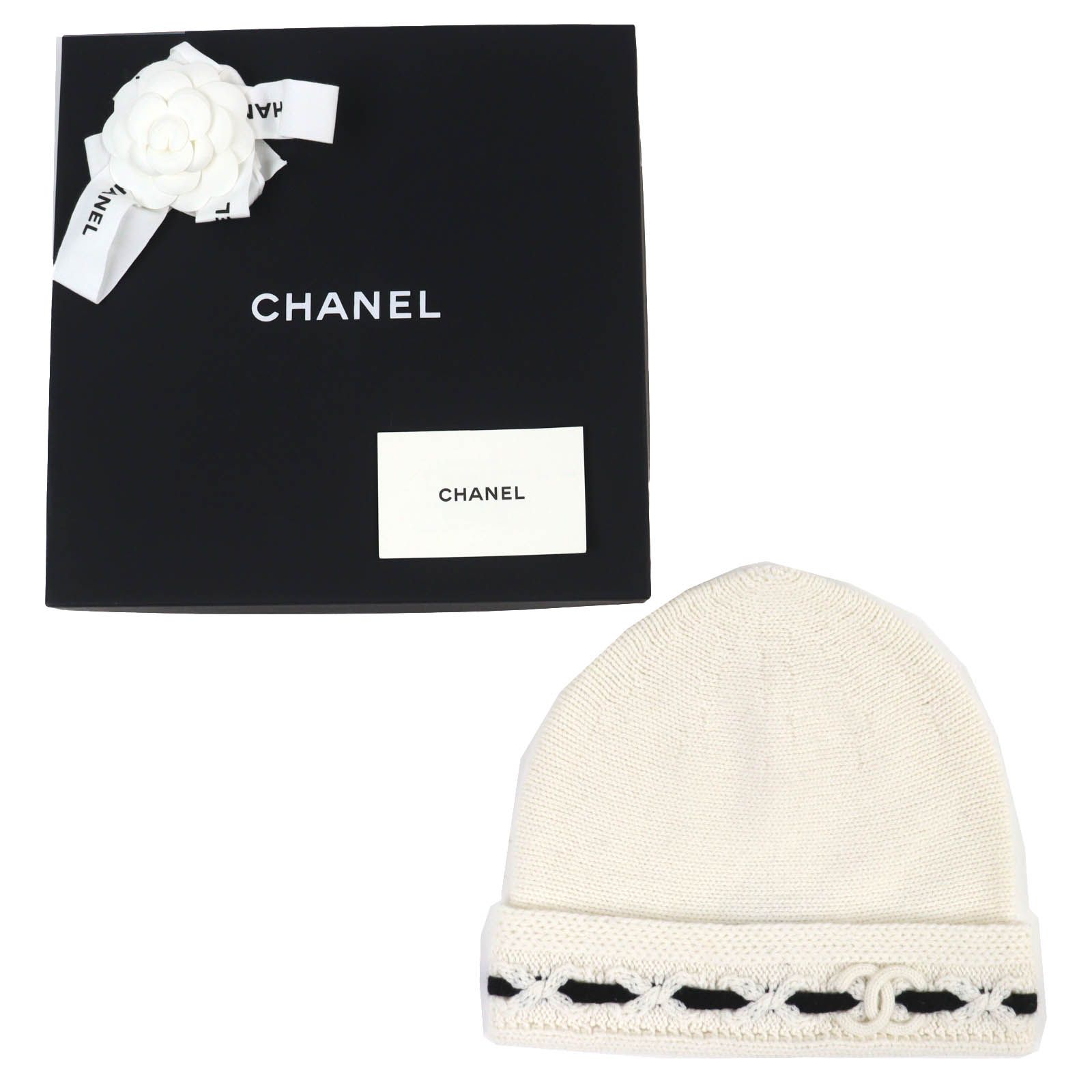 未使用品△CHANEL シャネル AAB112 カシミヤ100％ ココマーク ニット帽