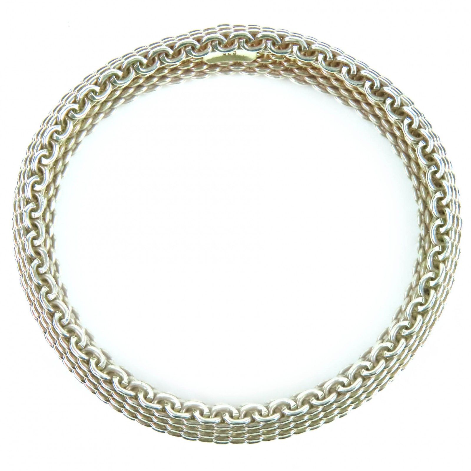 極美品△TIFFANY&Co. ティファニー サマセット メッシュ バングル 925