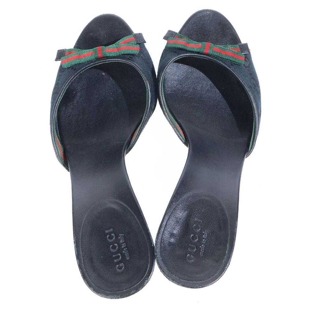 GUCCI (グッチ) シェリーライン リボンデザイン ヒールサンダル レザー