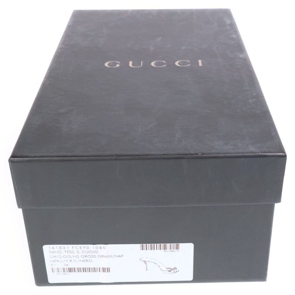 GUCCI (グッチ) シェリーライン リボンデザイン ヒールサンダル レザー