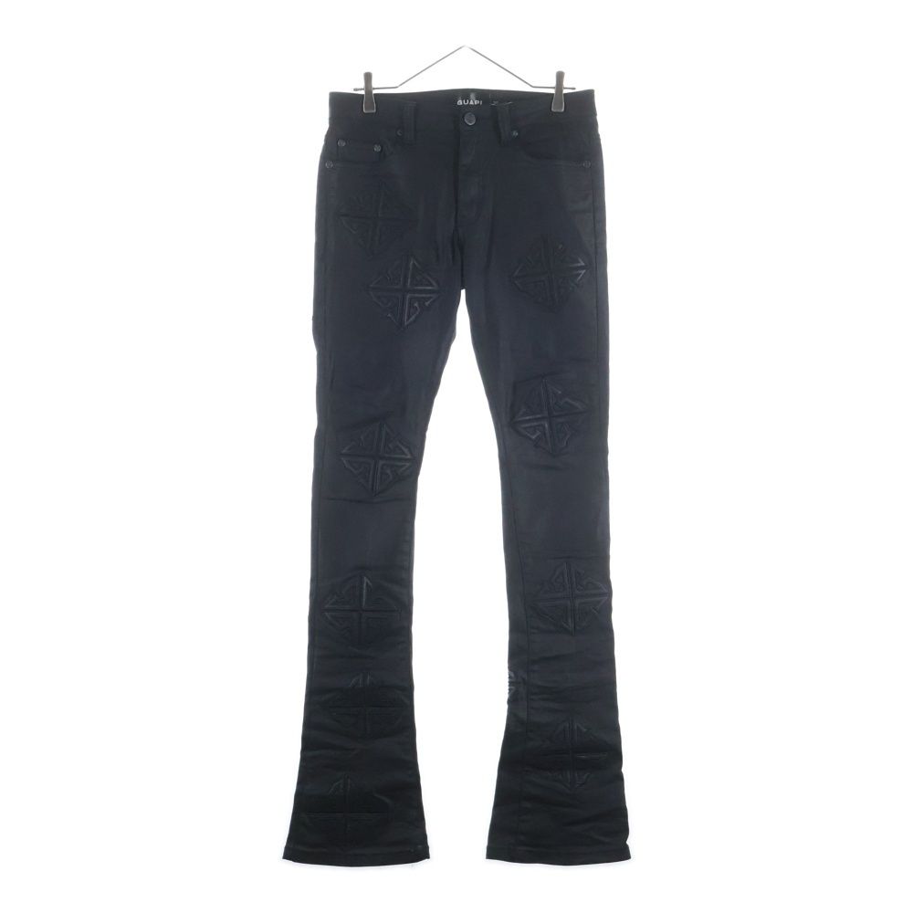 GUAPI (グアピ) FLARED PANTS ロゴ刺繍 フレアデニム ブラック - メルカリ