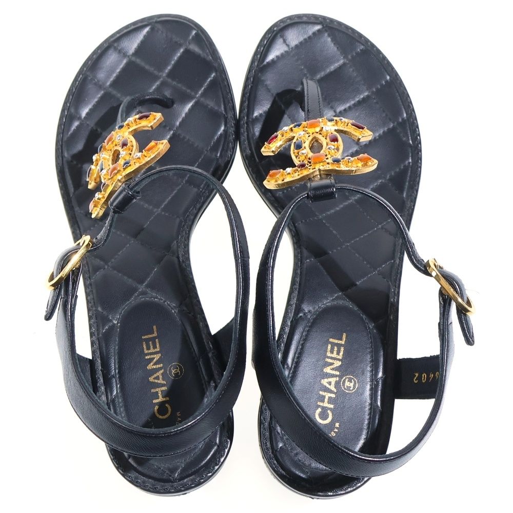 CHANEL (シャネル) グリポワ トングサンダル ブラック AG36402 - メルカリ