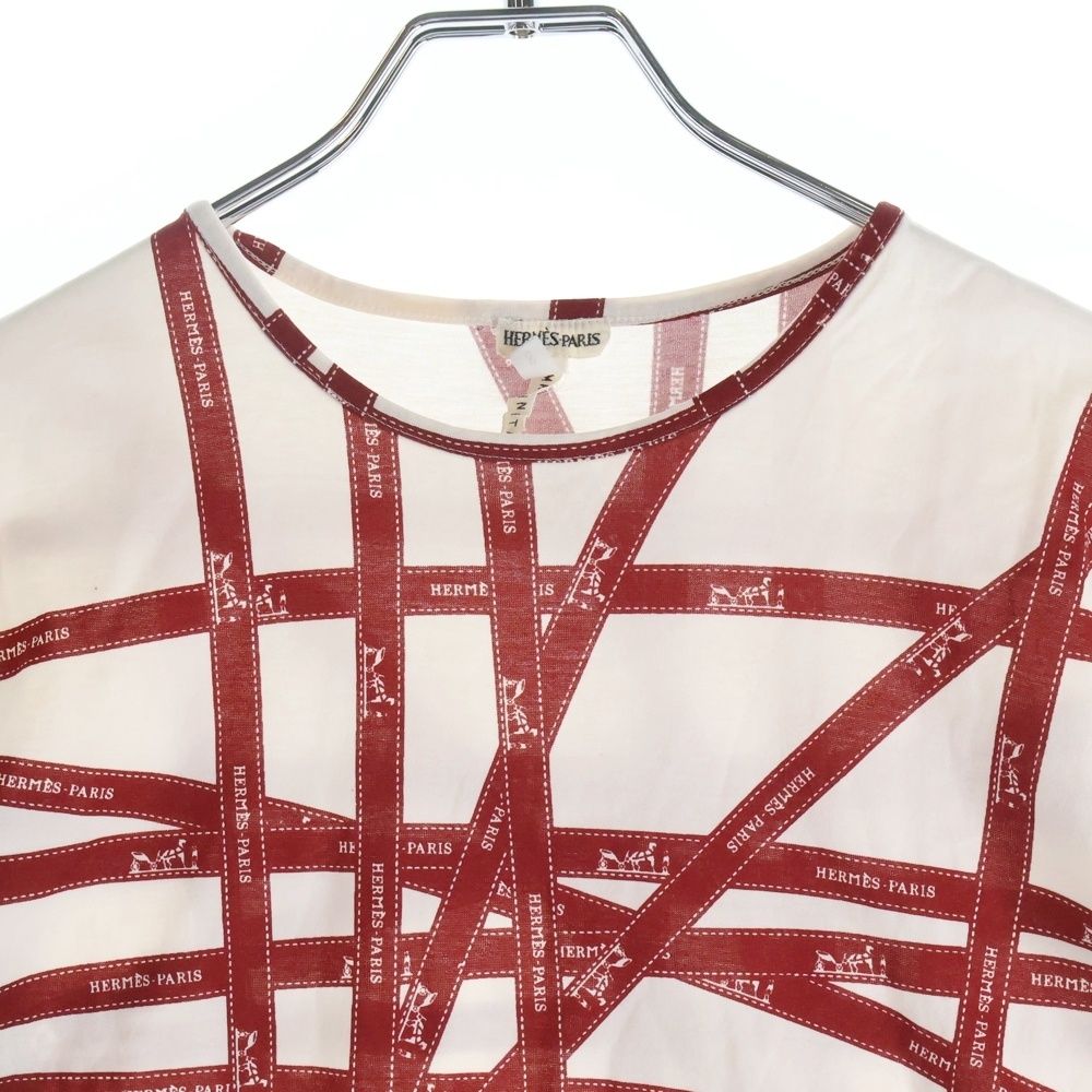 HERMES (エルメス) ボルデュックリボン柄 半袖Tシャツ カットソー