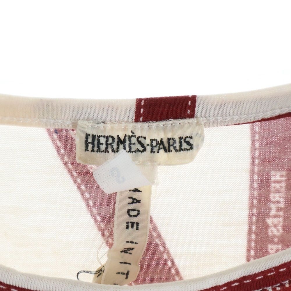 HERMES (エルメス) ボルデュックリボン柄 半袖Tシャツ カットソー