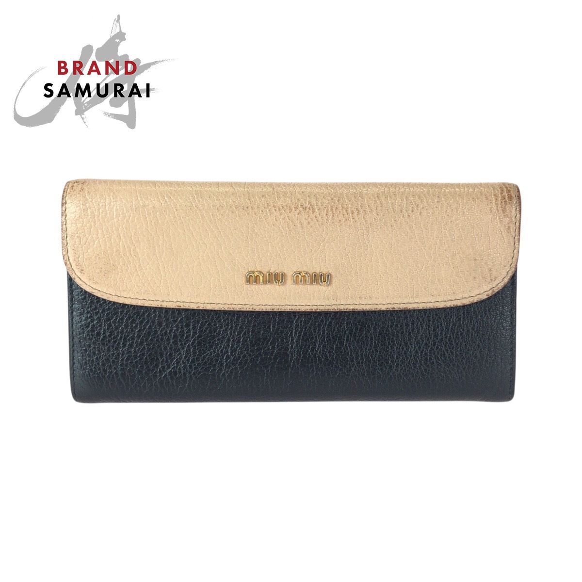MIUMIU ミュウミュウ バイカラー ベージュ ブラック ゴールド金具