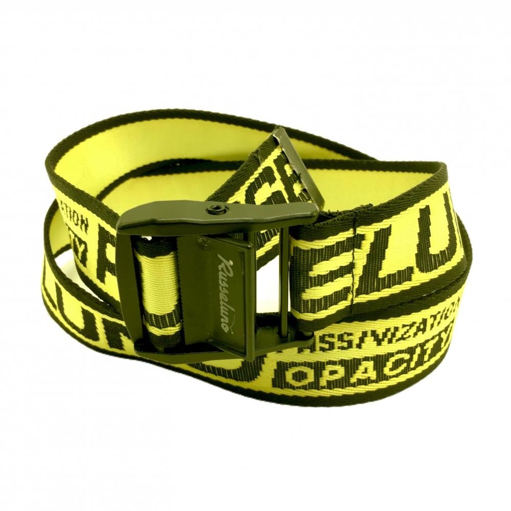 ラッセルノ ベルト イエロー×黒 ロゴ総柄 ジャガード メンズ ゴルフ