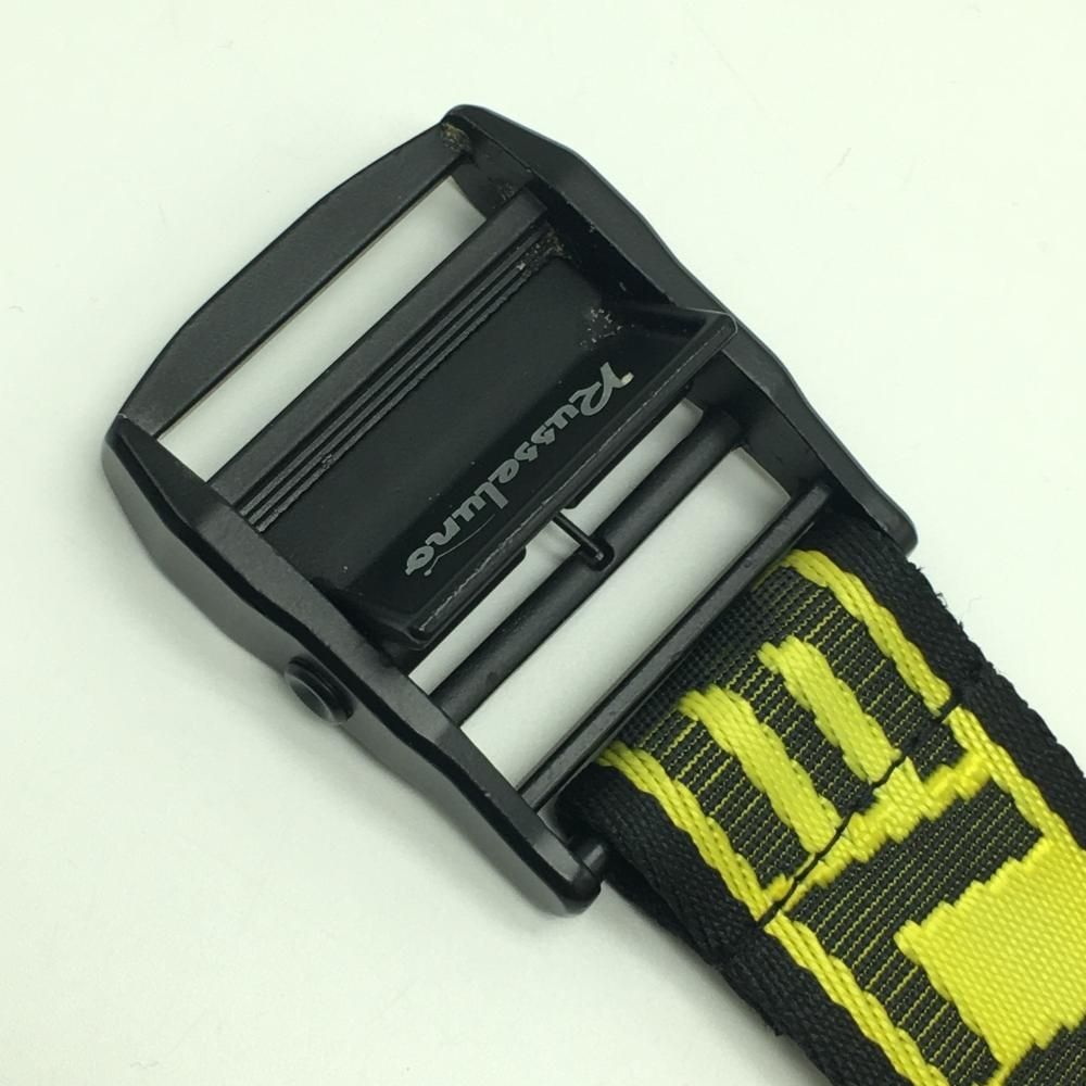 ラッセルノ ベルト イエロー×黒 ロゴ総柄 ジャガード メンズ ゴルフ