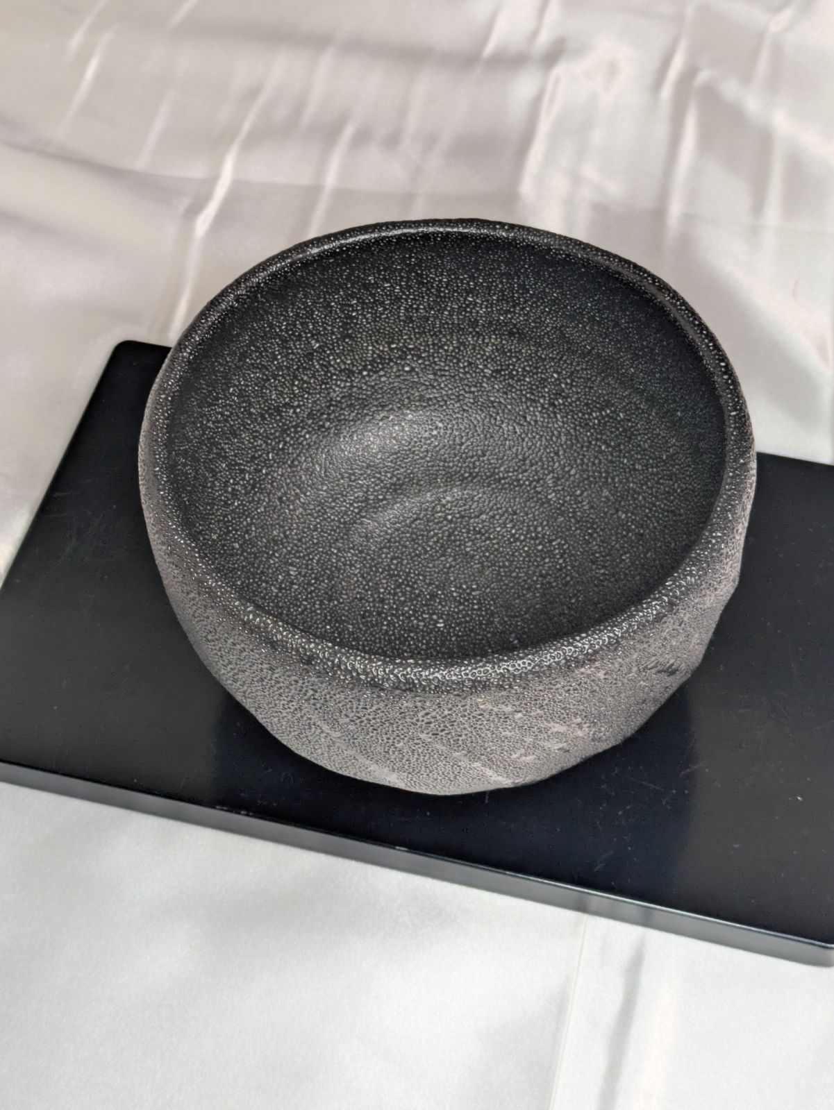 祥雲 抽黒茶碗 抹茶碗 茶道具 柚肌 陶器 共箱 共布付き 美品 無傷 底銘