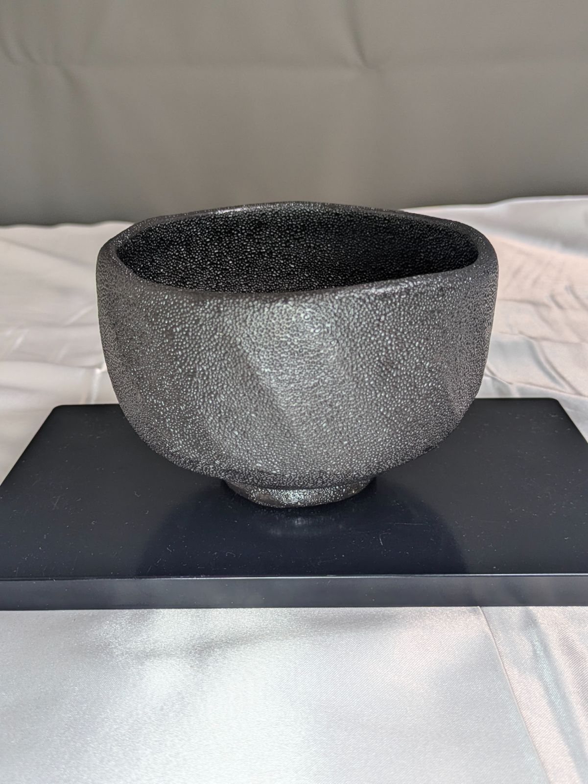 祥雲 抽黒茶碗 抹茶碗 茶道具 柚肌 陶器 共箱 共布付き 美品 無傷 底銘