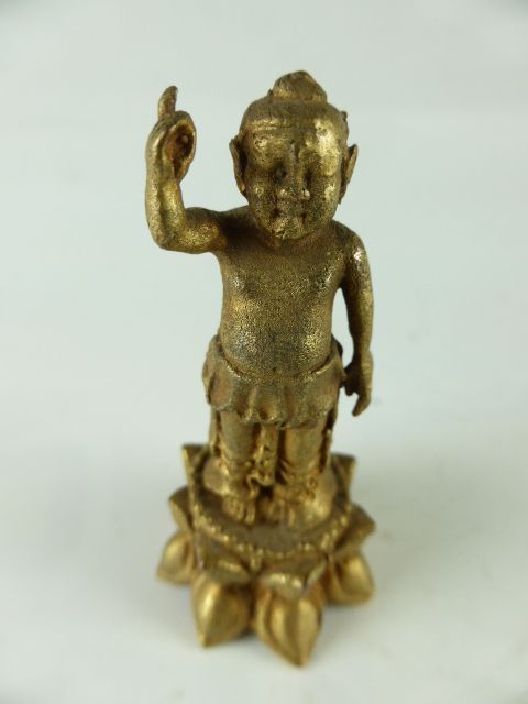 誕生仏 天上天下唯我独尊 ブッダ誕生 銅製金箔鍍金 ネパールパタン製