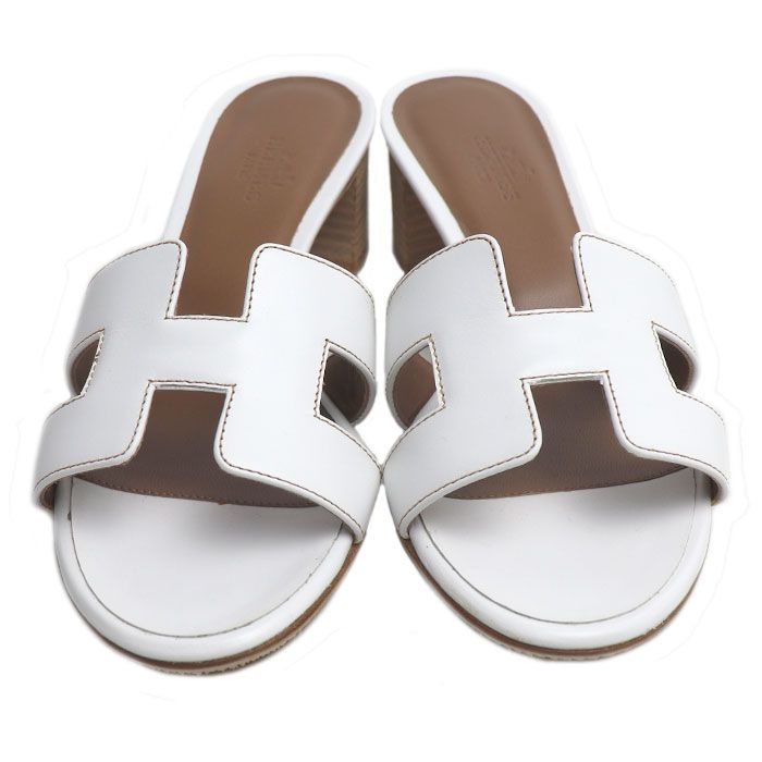 HERMES エルメス オアジス サンダル ホワイト 35 1/2 レディース 中古