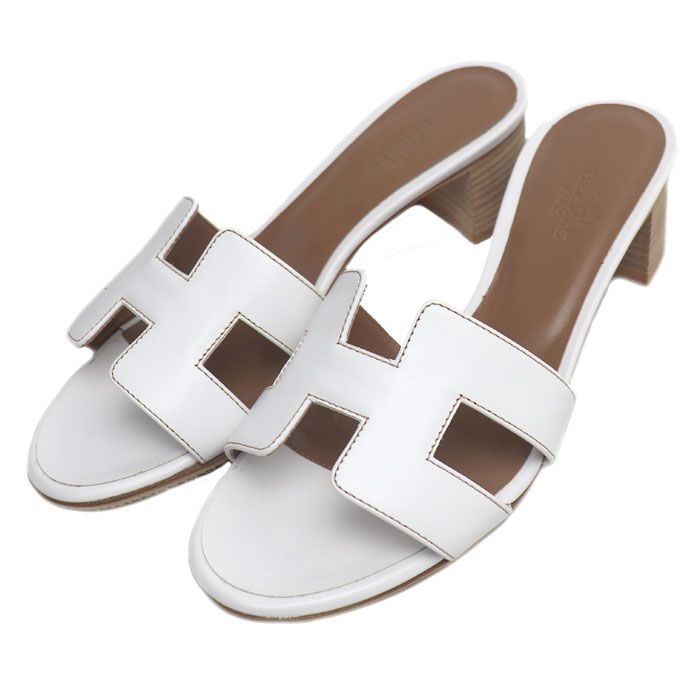 HERMES エルメス オアジス サンダル ホワイト 35 1/2 レディース 中古